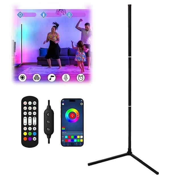 Led stojací lampa 10 W, stojací lampa měnící barvu, rohová lampa