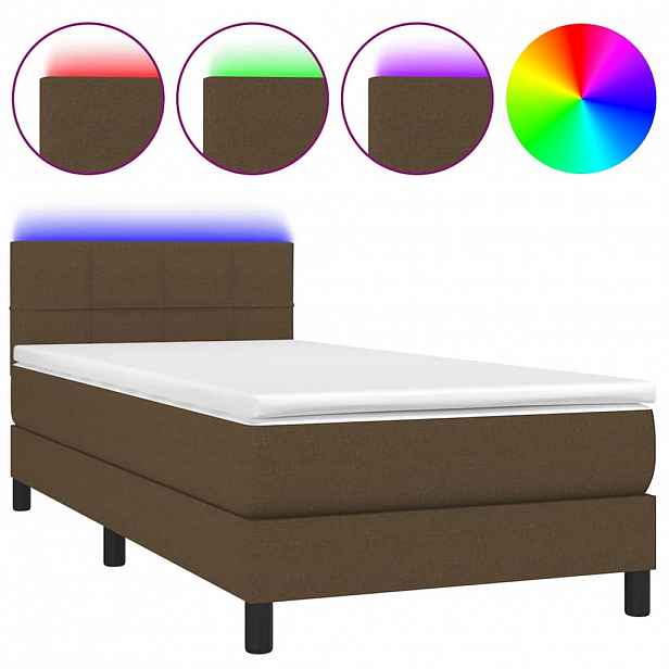 vidaXL Box spring postel s matrací a LED tmavě hnědá 80x200 cm textil