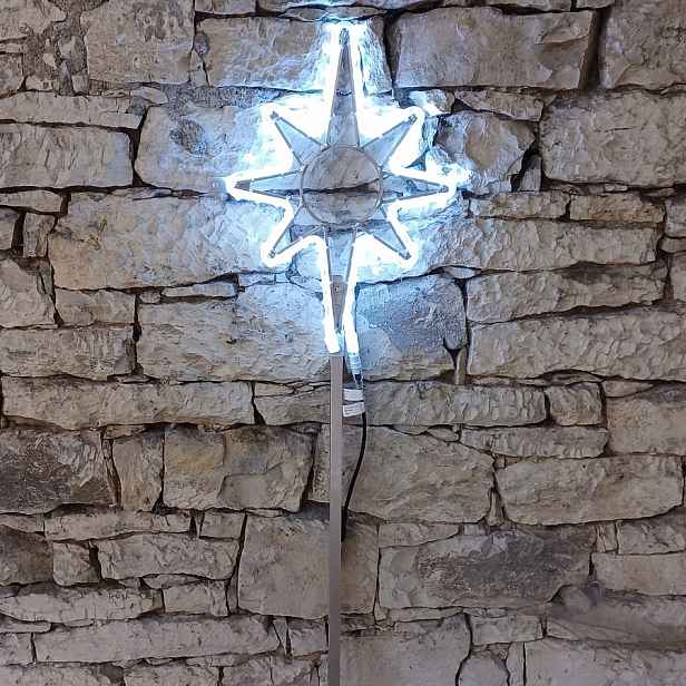 Easy Fix 2D LED světelná hvězda na vrchol stromu, 35 × 50 cm, ledově bílá, hliník