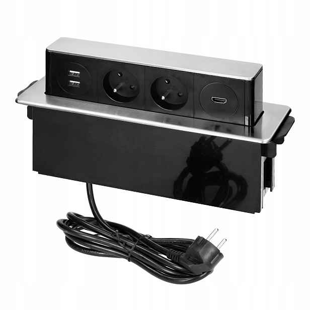 Nábytková zásuvka 2x2P+Z,2USB,HDMI, výška z desky