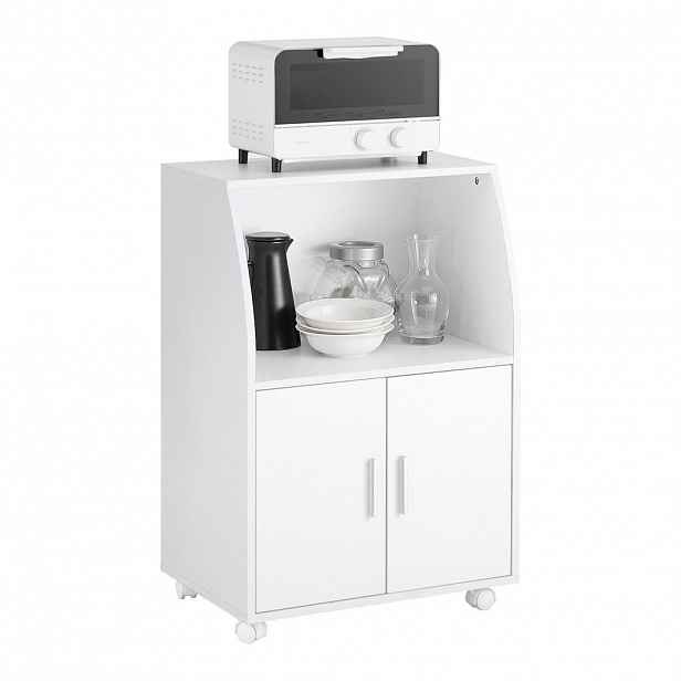 SoBuy KUCHYŇSKÝ VOZÍK se 2 dveřmi Bílá 55x38x84cm Minimalistický