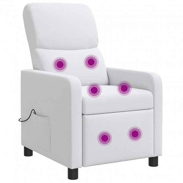 vidaXL Masážní polohovací křeslo Bílá Polyester