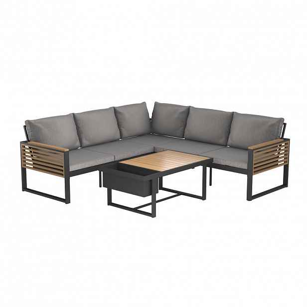 Ambia Garden TERASOVÁ SEDACÍ SOUPRAVA dřevo, kov, textil