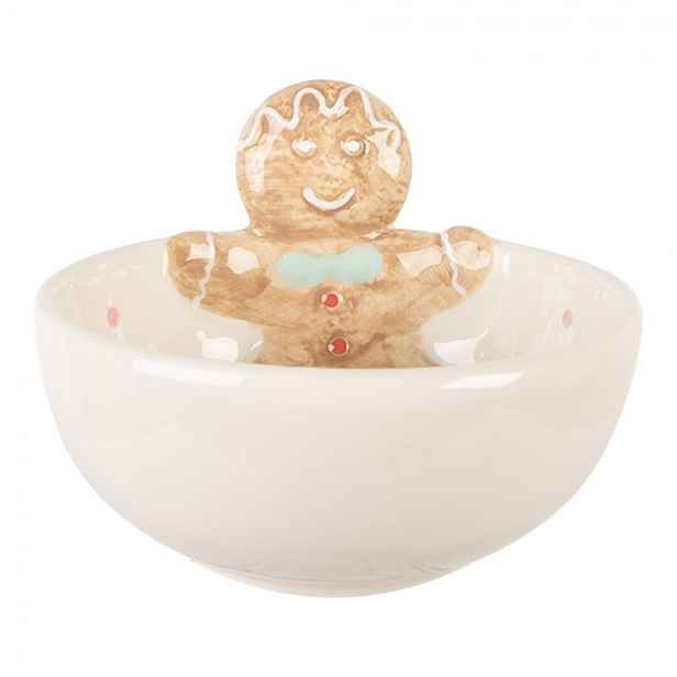 Bílá keramická miska perníček Gingerbread - Ø 13*9 cm / 250 ml Clayre & Eef
