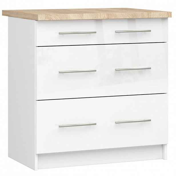 Kuchyňská skříňka se šuplíky 80 cm VERMINA - bílá / bílá lesklá