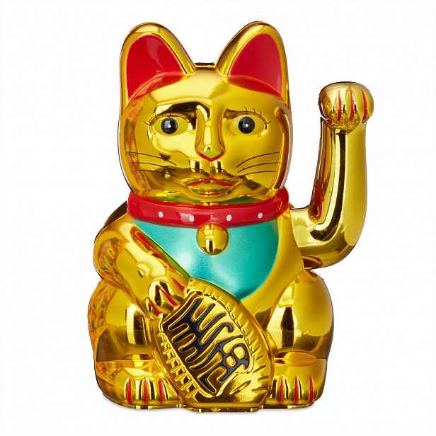 Relaxdays SOŠKA Zlatá Maneki Neko mávající 16 cm