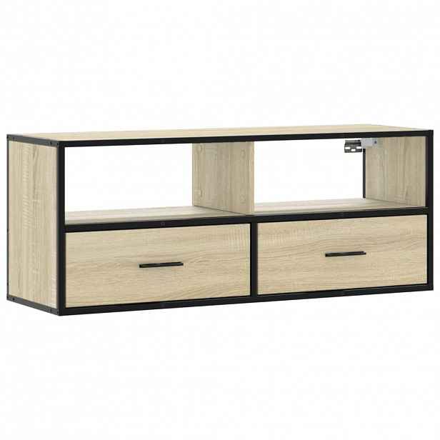 vidaXL TV skříňka dub sonoma 100 x 31 x 39,5 cm kompozitní dřevo a kov