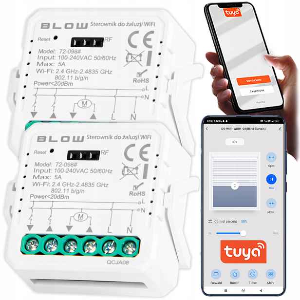 2x Ovladač Pro Wifi Žaluzie Tuya Modul Vypínač Rf Smart Mini
