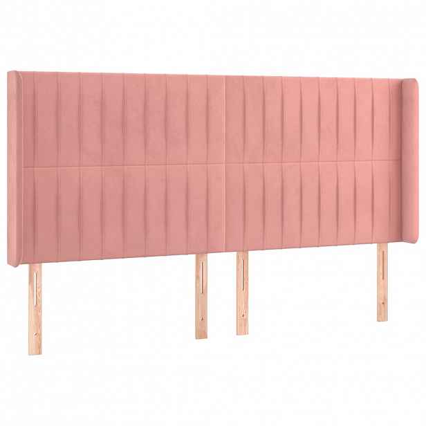 vidaXL Čelo postele typu ušák růžové 183x16x118/128 cm samet