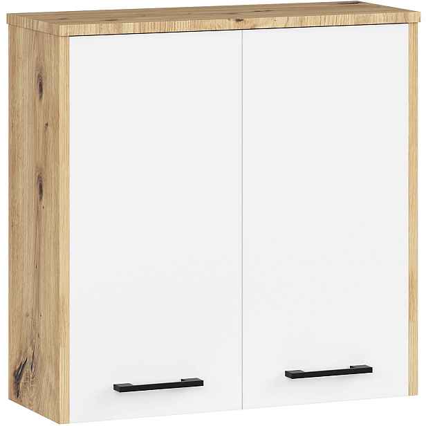 Ak furniture Závěsná koupelnová skříňka Fin 60 cm dub artisan/bílá