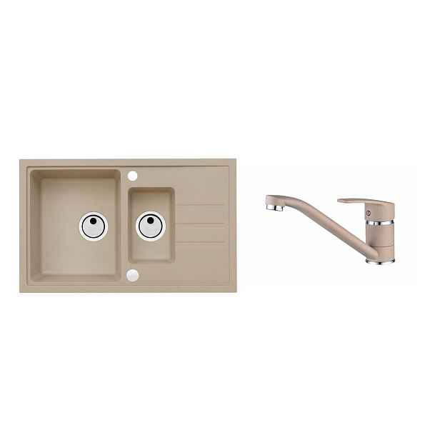 Alveus SET ALVEUS Intermezzo 70 - 55 + BATERIE NINA 55 obdélníkový granitový dřez 780 x 480 mm v setu s baterií