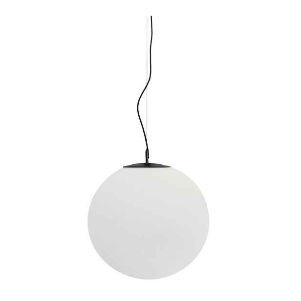 Bílé/černé kovové závěsné svítidlo se skleněným stínidlem ø 50 cm Brisia – Kave Home
