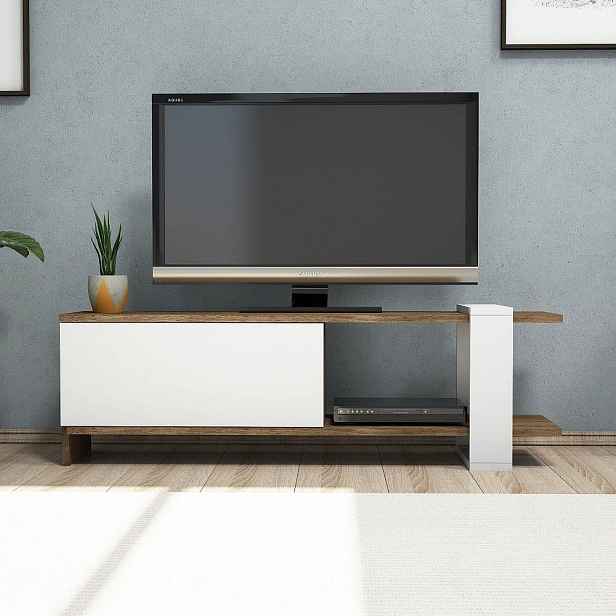 Bílý TV stolek Gaye, ořech
