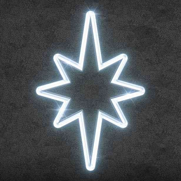 Easy Fix 2D LED světelná hvězda na vrchol stromu, 60 × 90 cm, ledově bílá, hliník