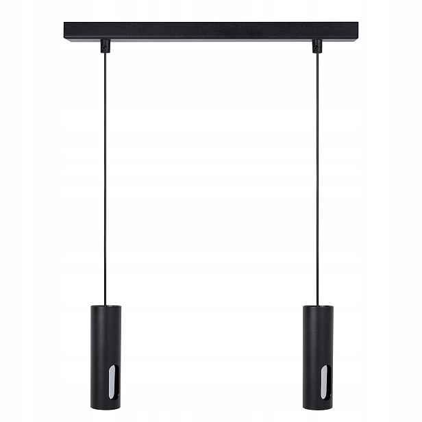 Moderní závěsná lampa černá stříbrná 2 tuby do jídelny nad stůl Sigma