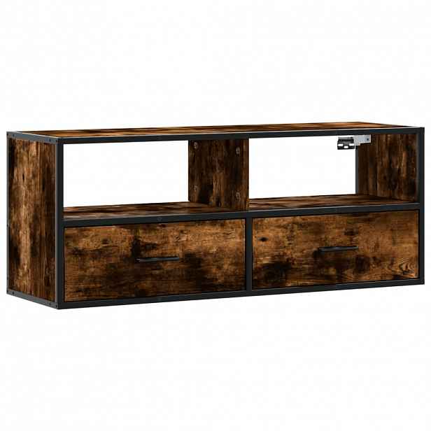 vidaXL TV skříňka kouřový dub 100x31x39,5 cm kompozitní dřevo a kov