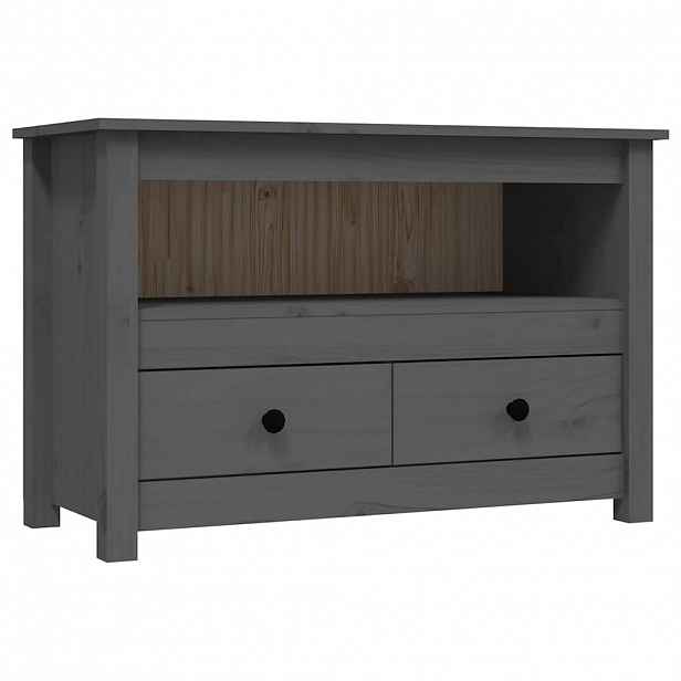 vidaXL TV skříňka šedá 79x35x52 cm masivní borové dřevo