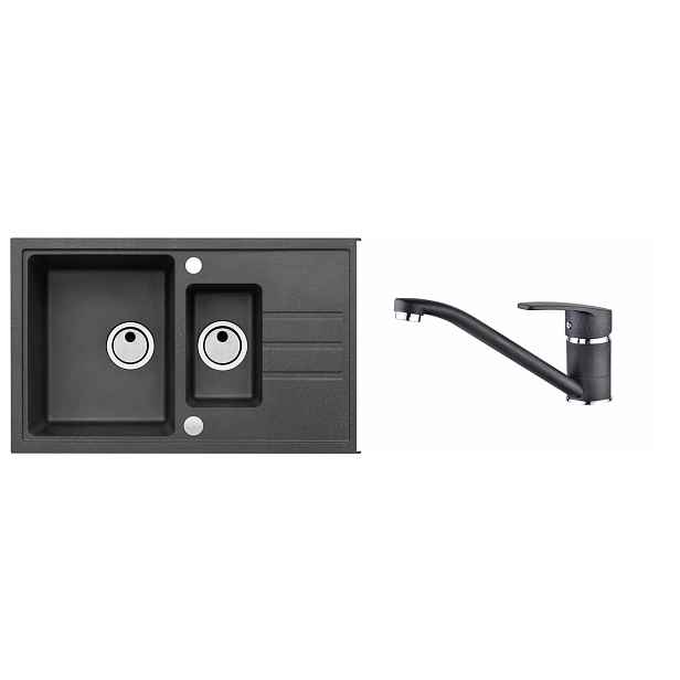 Alveus SET ALVEUS Intermezzo 70 - 91 + BATERIE NINA 91 obdélníkový granitový dřez 780 x 480 mm v setu s baterií
