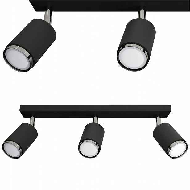 Závěsná lampa Stropní Svítidlo Idun 3-bodová 3x GU10 kov ocelová černo-stříbrná