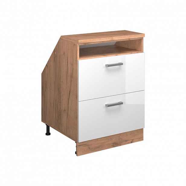 Vicco ŠIKMÁ SKŘÍŇ Rion Bílá vysoký lesk 60 x 81.6 cm se 2 zásuvkami, korpus skříně hloubka 60 cm