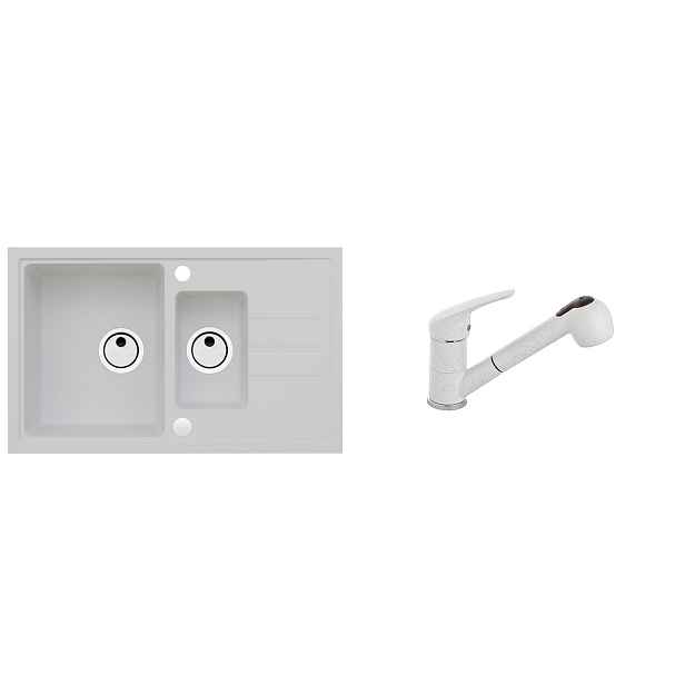 Alveus SET ALVEUS Intermezzo 70/11 + BATERIE AM 20/11 obdélníkový granitový dřez 780 x 480 mm v setu s baterií