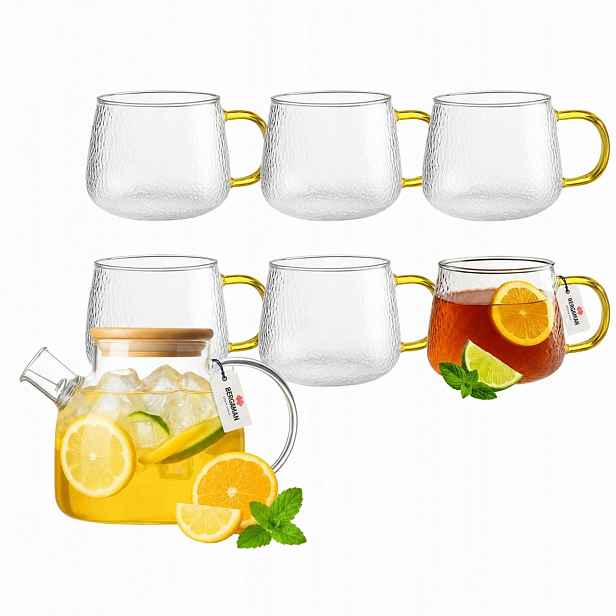 Sada Bergman – džbán o objemu 1 litr a 6 tepaných sklenic o objemu 400 ml s rukojetí