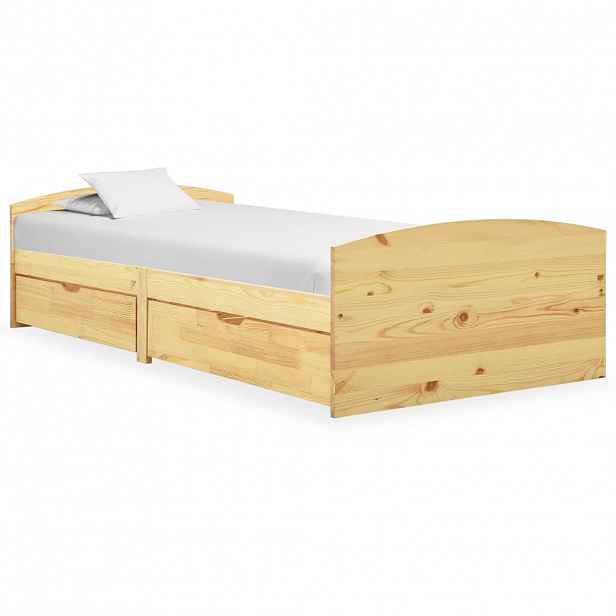 vidaXL Rám postele se 2 zásuvkami masivní borovice 90 x 200 cm
