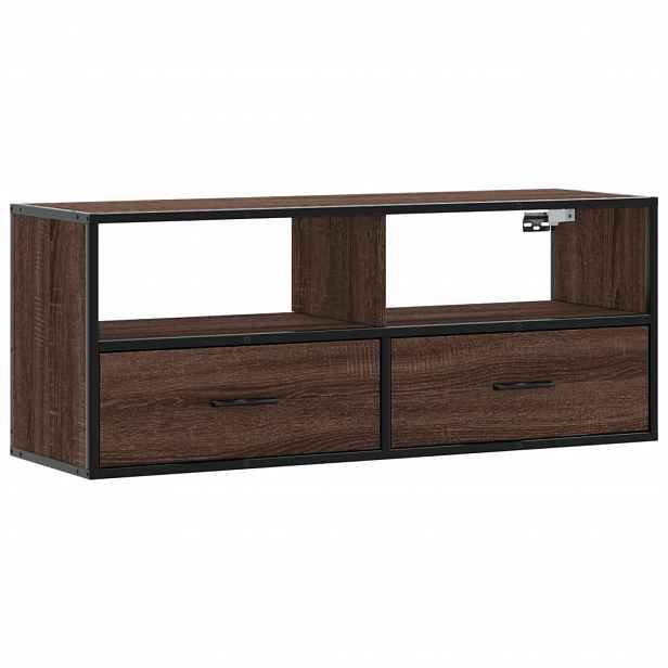 vidaXL TV skříňka hnědý dub 100 x 31 x 39,5 cm kompozitní dřevo a kov
