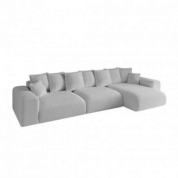 ALTDECOR ROHOVÁ SEDACÍ SOUPRAVA, otoman vpravo ESKAR-L2 364x176x72, světle šedá buklé