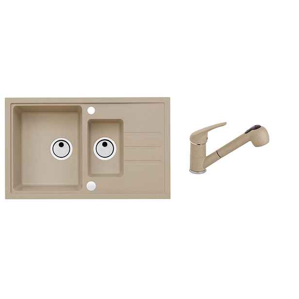 Alveus SET ALVEUS Intermezzo 70/55 + BATERIE AM 20/55 obdélníkový granitový dřez 780 x 480 mm v setu s baterií