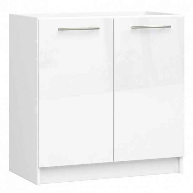 Dřezová skříňka 80 cm VERMINA - bílá / bílá lesklá