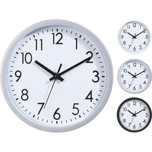 hodiny d20cm, 3barvy, kulaté nástěnné