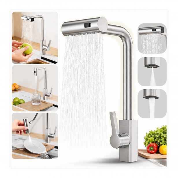 Kuchyňská baterie Jednopáková Vytahovací Sprcha Inox Ocel Kartáčovaná