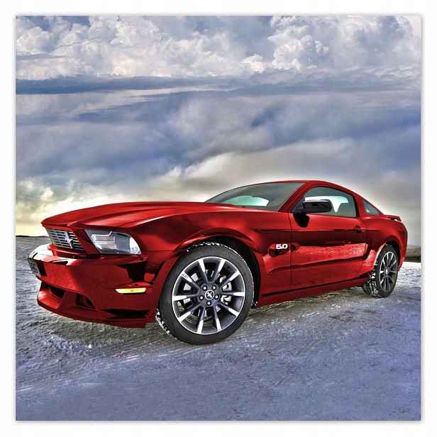 Plakáty 140x140 Červený Mustang Sníh