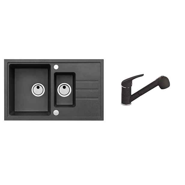 Alveus SET ALVEUS Intermezzo 70/91 + BATERIE AM 20/91 obdélníkový granitový dřez 780 x 480 mm v setu s baterií