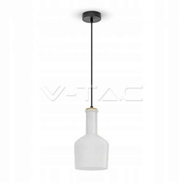Dekorativní Závěsná Lampa Stínidlo Bílé Skleněné Dřevo V-tac Fi 170 mm E27