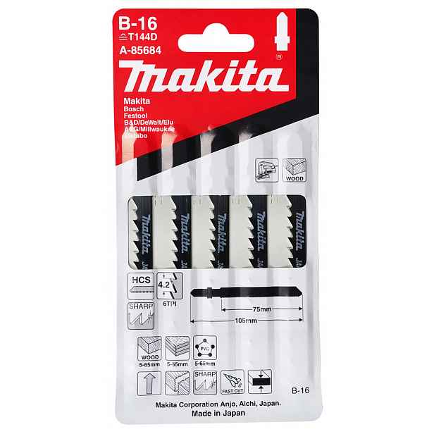Makita - Sada pilových plátků 6 TPI, délka 105 mm, 5 ks A-85684