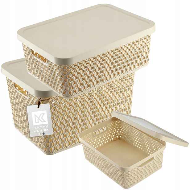 Sada Košíků S Víkem Krabička Organizer 4,5L+12L+18L