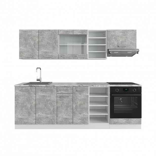 Vicco KUCHYŇSKÝ KOUT R-Line Beton/bílá 240 cm s pracovní deskou