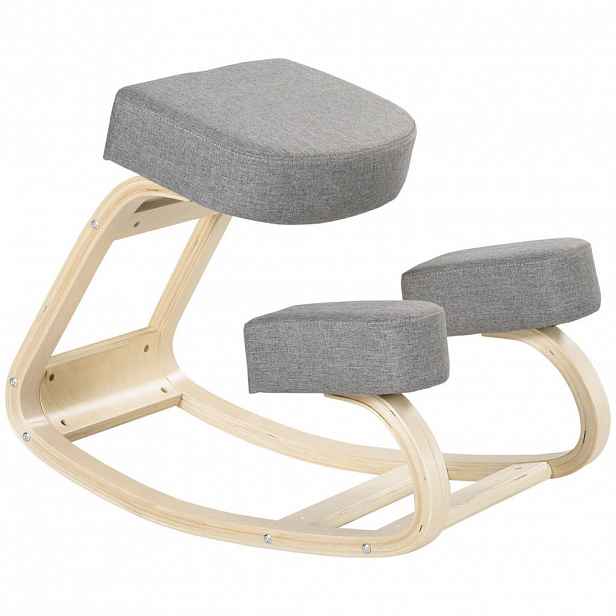 Vinsetto KOLENNÍ ŽIDLE, ergonomická stolička, čalouněná stolička, nosnost 120 kg, šedá