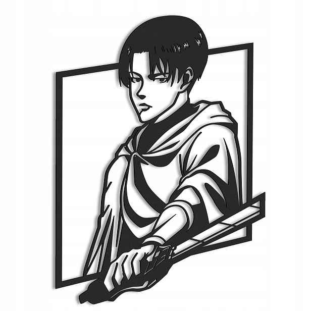 Dřevěný 3D obraz Anime Atack on Titan Levi Ackerman Nástěnná Dekorace
