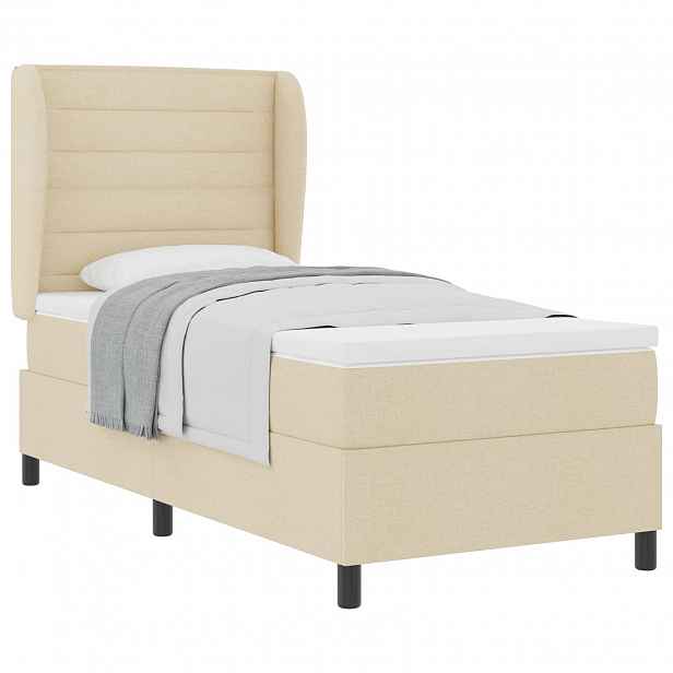 vidaXL Postel s boxspringem s matrací Krémová 90 x 190 cm textil