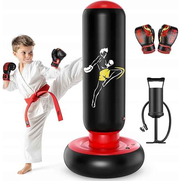 Boxerský set pro děti Nafukovací vak 168 cm Rukavice Qpau