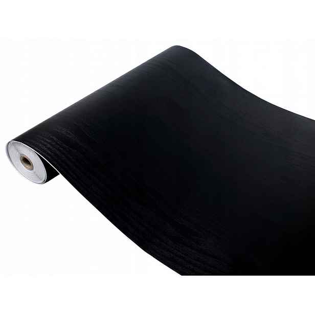 Pvc lepicí dýha na skříňky, komody, stolek, vzor Dřevo, černá, šířka 90 cm
