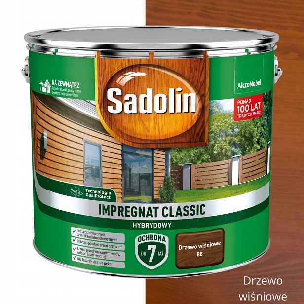 Sadolin Klasický Ochranný A Dekorativní Impregnát Na Strom 9 L, Třešňové Dřevo
