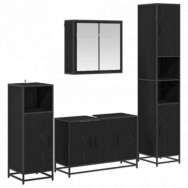 vidaXL Sada koupelnového nábytku 4 ks Černý dub 90 x 33 x 60 cm