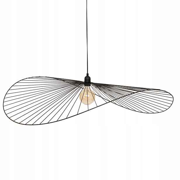 Závěsná Lampa Ø 98 CM Černá Nerezová Ocel Závit E27 Výška 105 CM