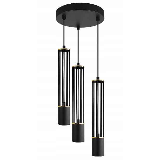 Závěsné Stropní Svítidlo Led Trubka Trojitý Lustr Loft Stropní Svítidlo Černá Zlatá