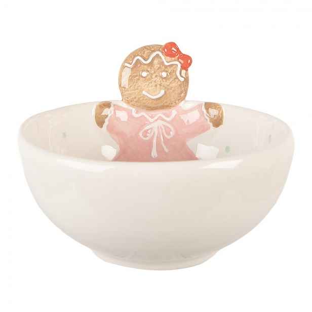 Bílá keramická miska perníček Gingerbread - 18*17*12 cm / 700 ml Clayre & Eef