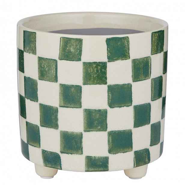 Butlers NEW DELFT Květináč šachovnice 13,5 cm zelená